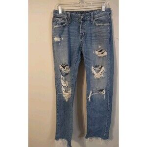 ABERCROMBIE & FITCH Distressed Ames Low-Rise Slim Boyfriend Jean Blue 26 2